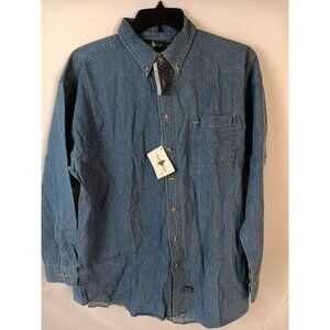 Hunt Club Mens Blue Denim Long Sleeve Button-Down Shirt X-Large